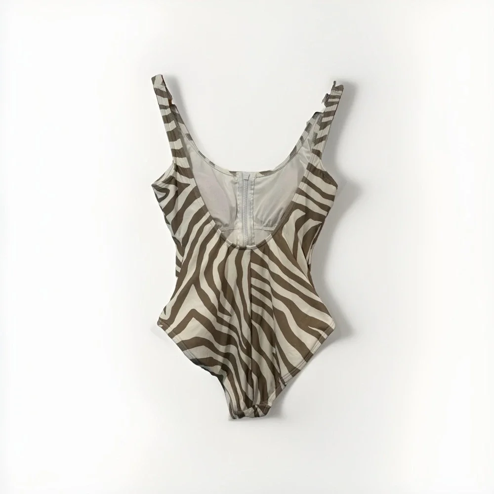 Michael Kors Size 10 Swimsuit Zebra Print NWOT Zip